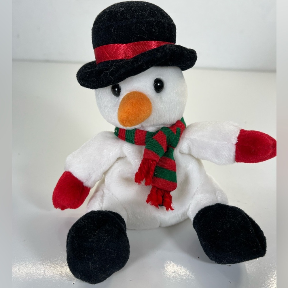 HO HO BEAN VINTAGE SEARS ROEBUCK TOY CHRISTMAS SNOWMAN BEANIE 7"‎ PLUSH